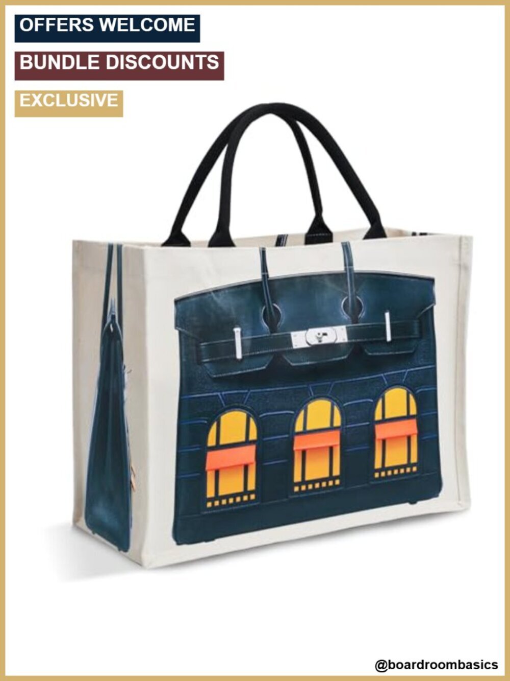 Luxury Illusion Print Canvas Tote Bag - Sturdy Work & Travel Handbag